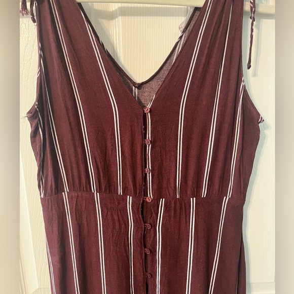 Red Striped Button Up Dress - Picture 2 of 4